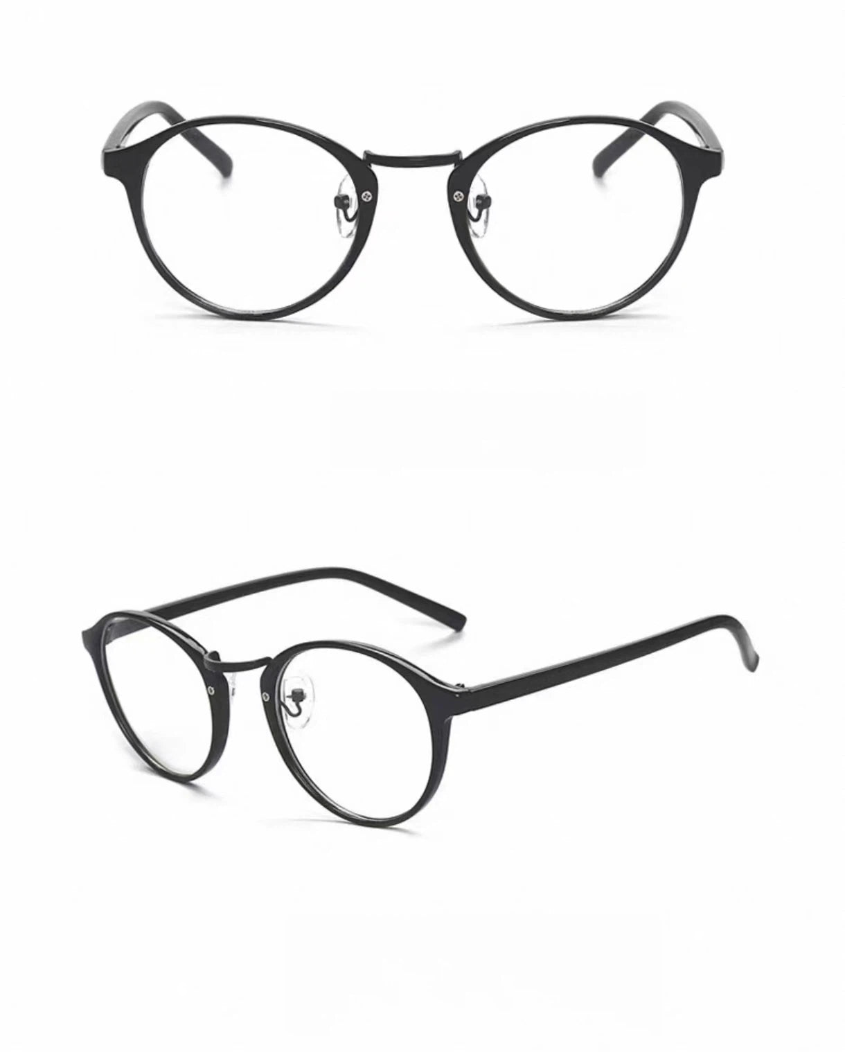 Unisex Ultra-Light Retro Black Round Prescription Ready Glasses Frame