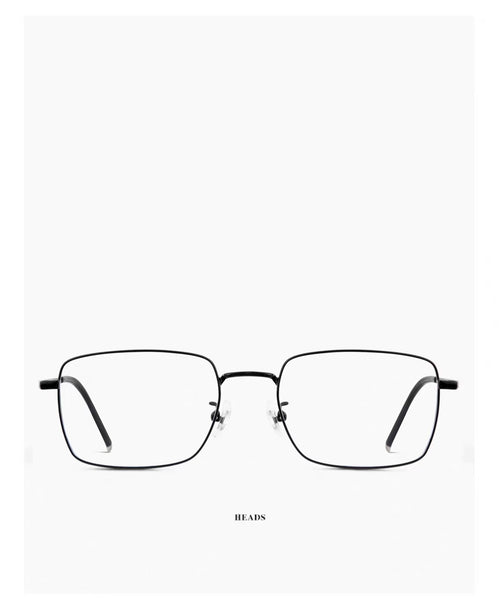 Black pure titanium square full-rim eyeglass frame, front view