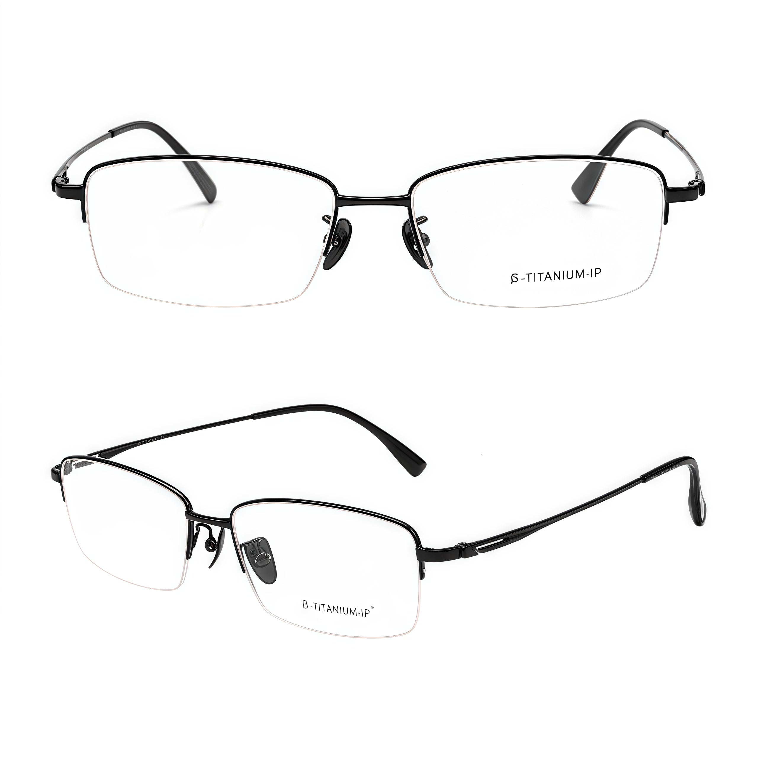 Men's Vintage Minimalist Pure Titanium Semi-Rimless Glasses
