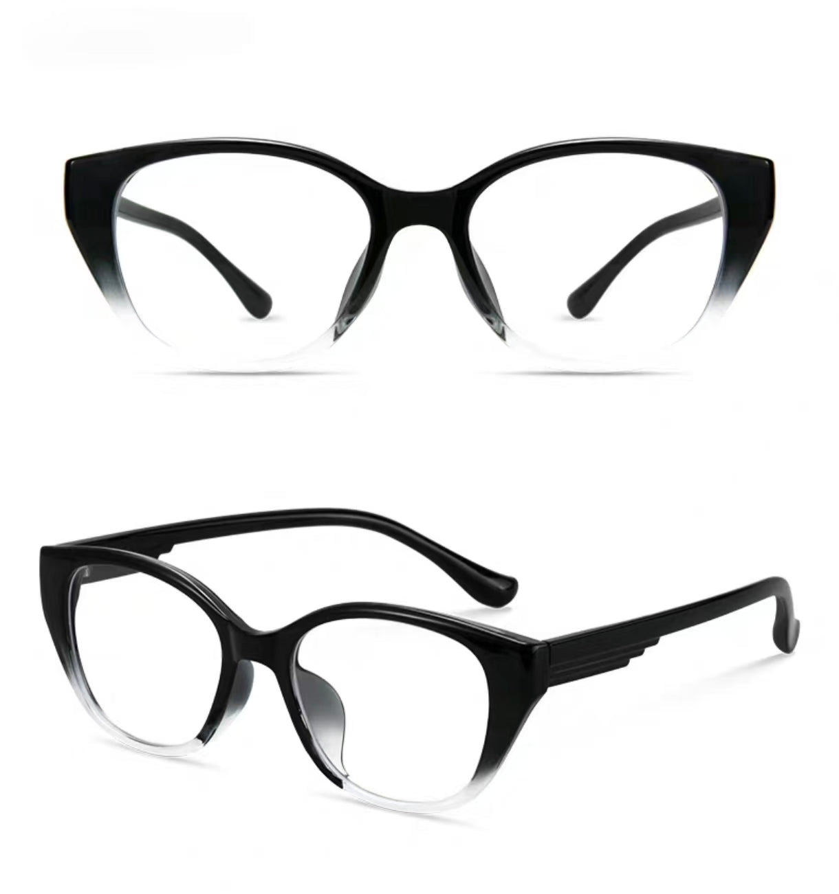 Black Gradient polygon cat-eye full-rim eyeglass frame, product view