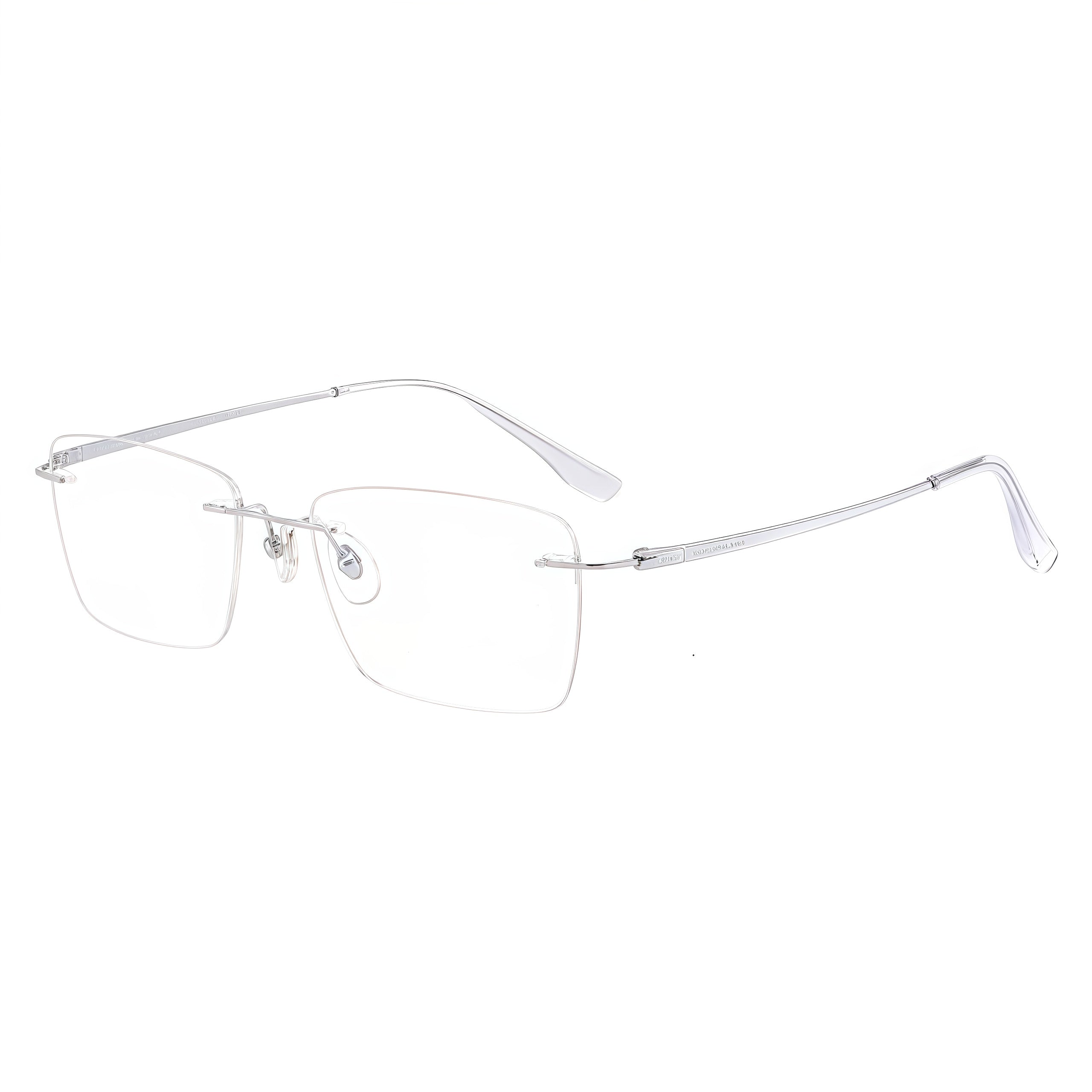 Gunmetal unisex square titanium rimless glasses, product view