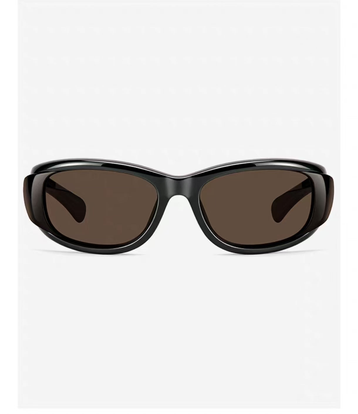Amber Brown full-rim wraparound cat-eye tr90 sunglasses, front view