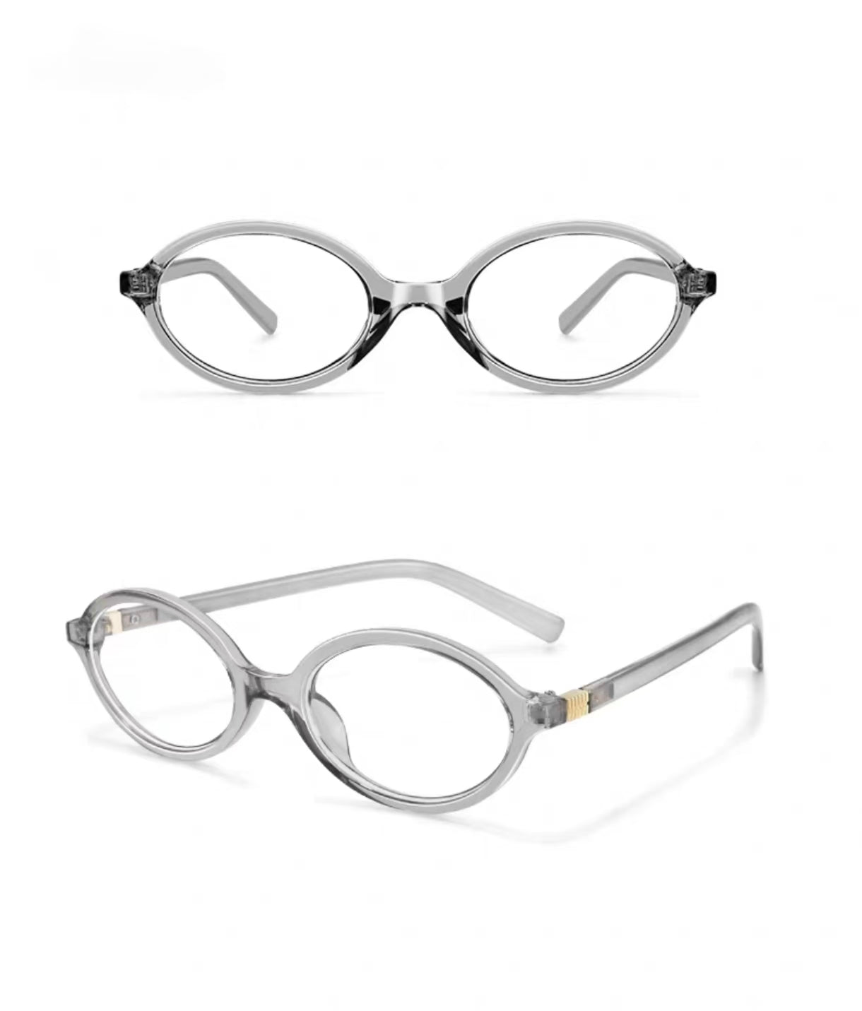 Gray small round full-rim eyeglass frame, product view