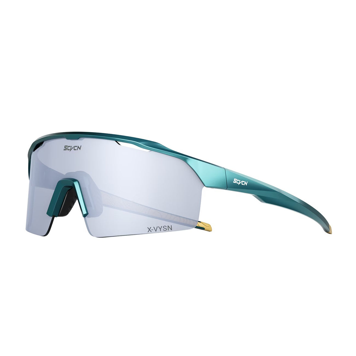 Green Frame/Silver Mirror Lens 45-degree product view of Outdoor Performance Windproof Eyewear