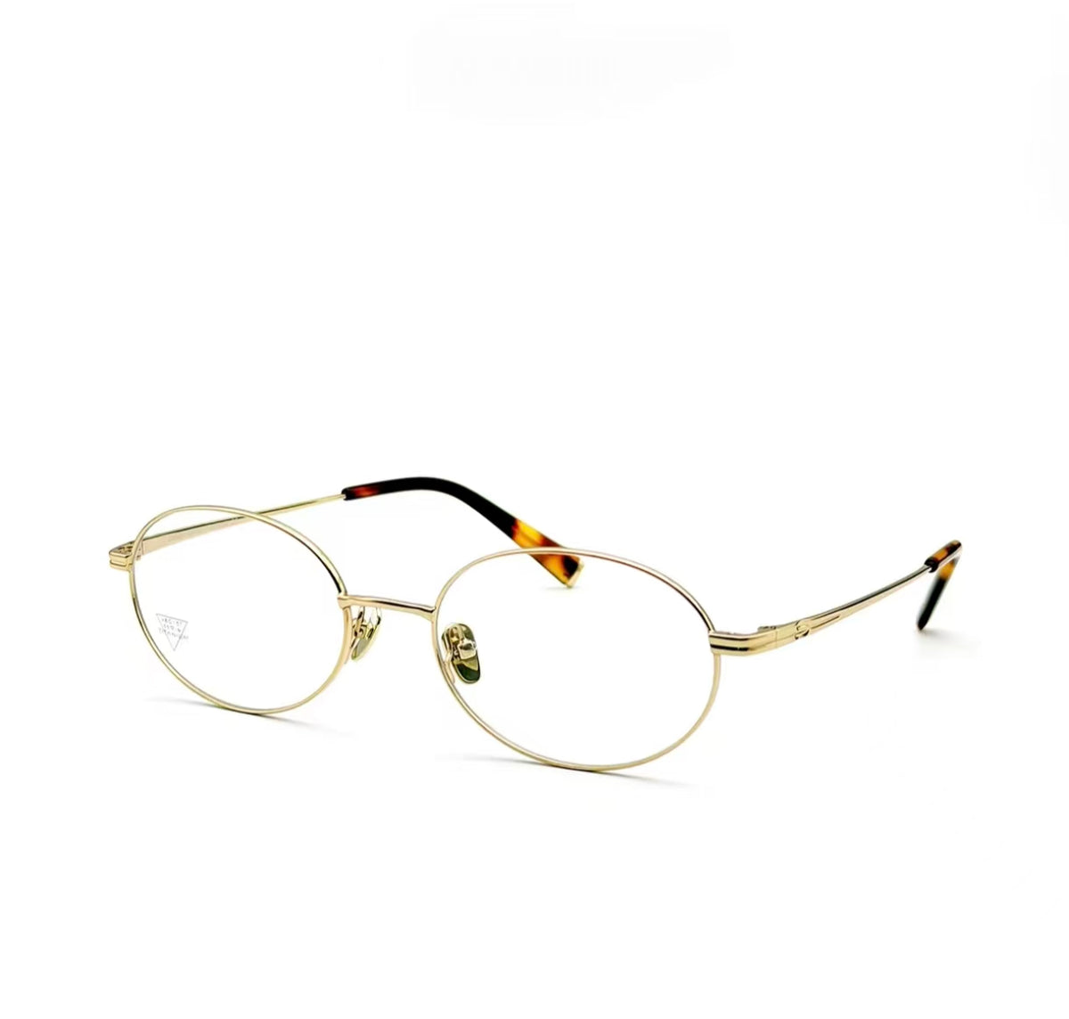 Tortoise Shell titanium oval full-rim glasses, 45-degree product view