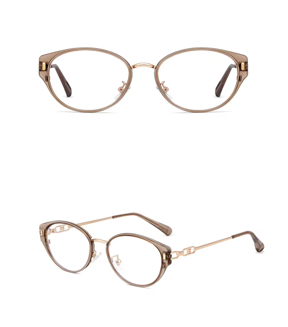 Amber Brown cat-eye full-rim eyeglass frame, product view
