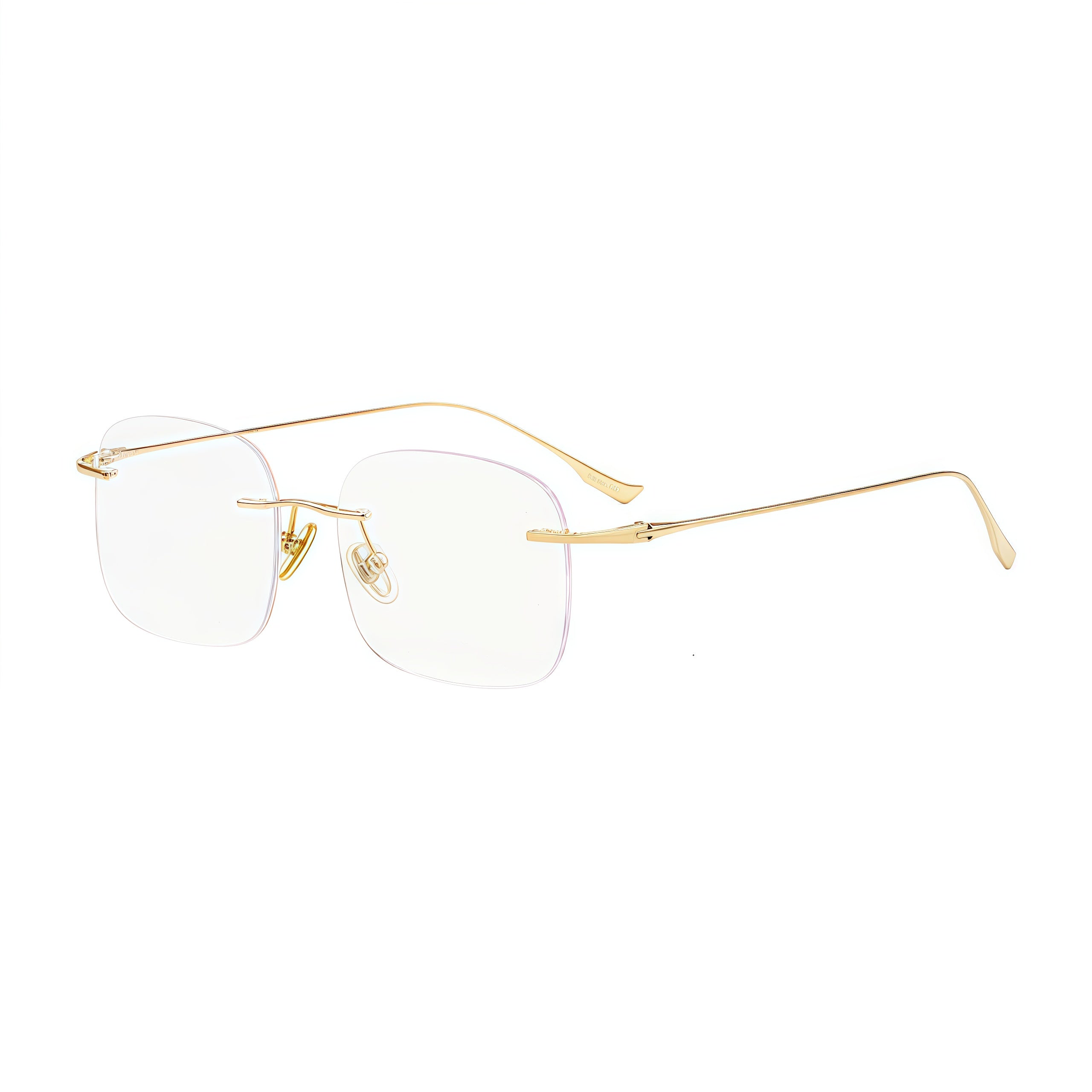 Rose Gold women's soft geometric pure titanium rimless glasses, product view