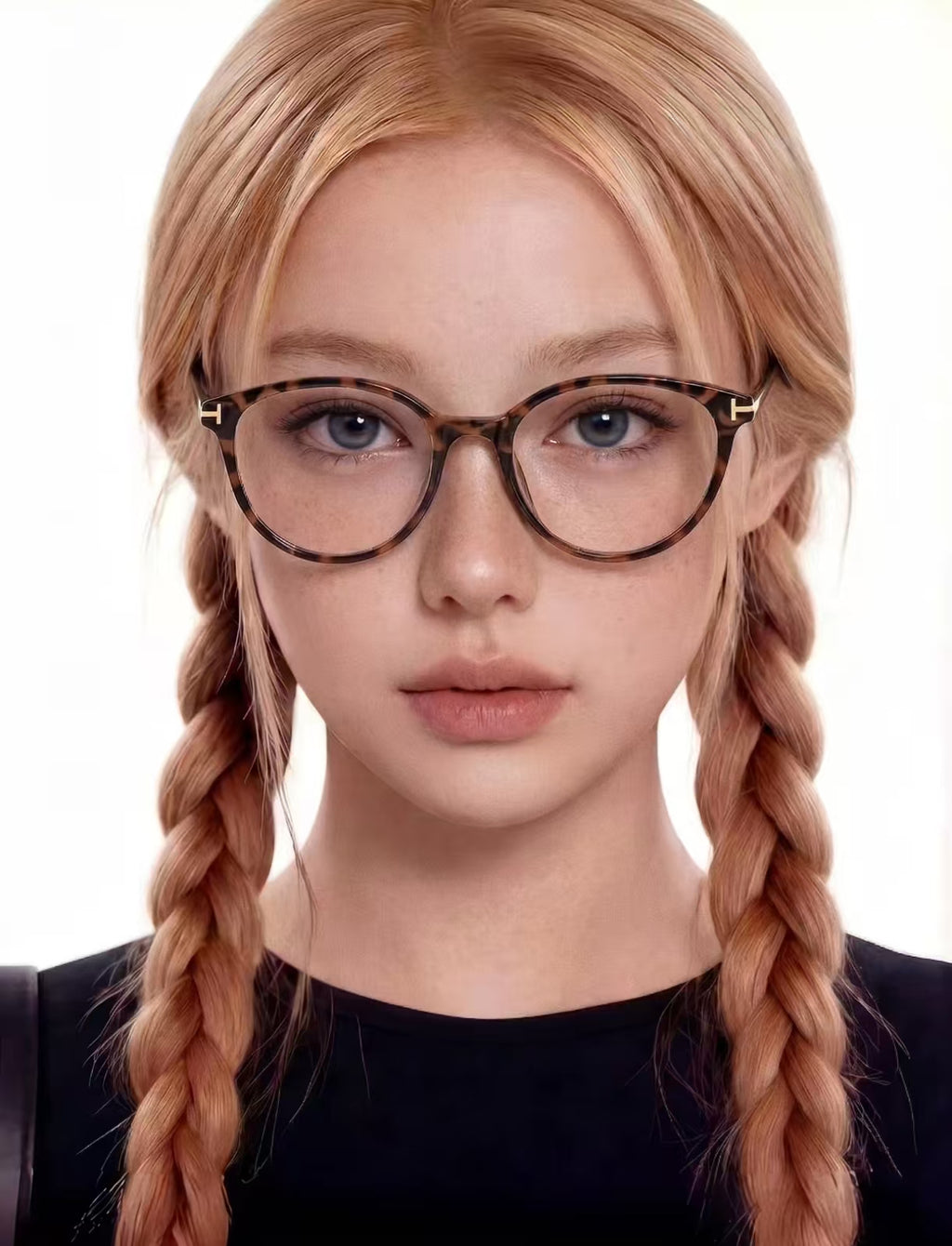 Tortoise Shell round glasses worn by an adult woman