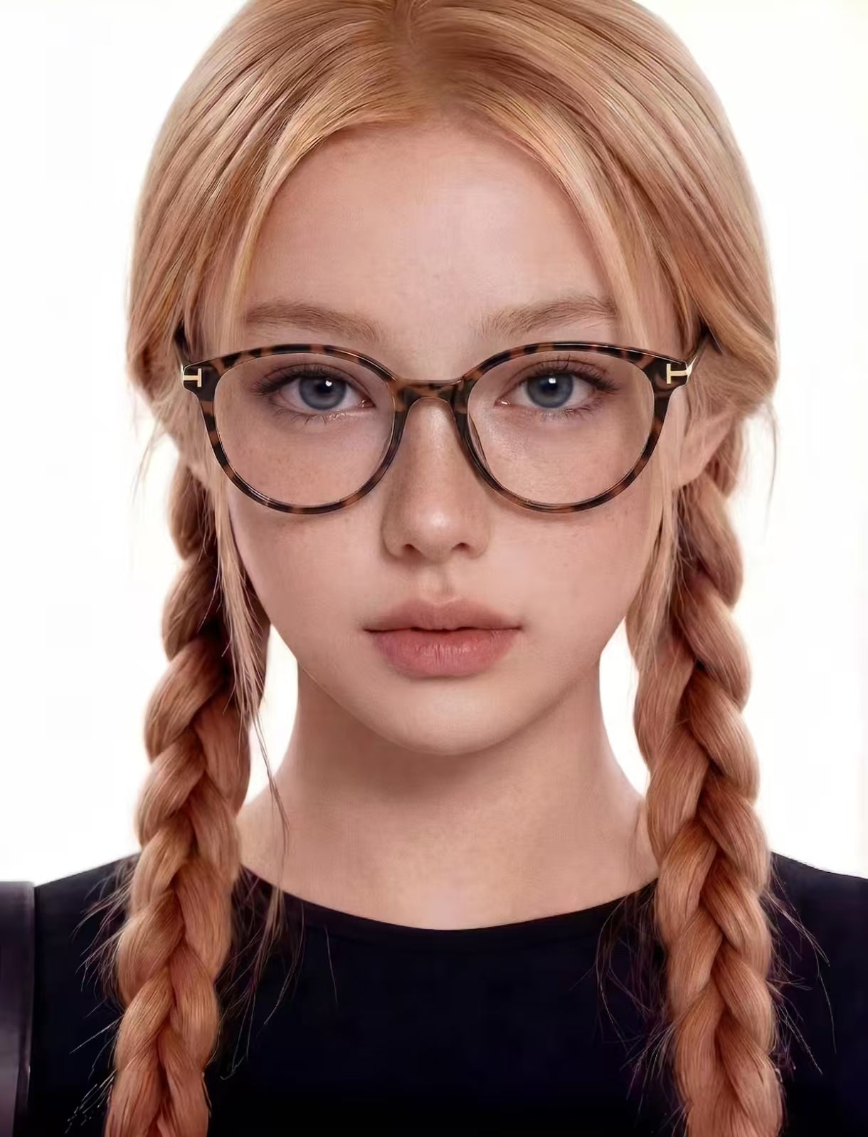 Tortoise Shell round glasses worn by an adult woman
