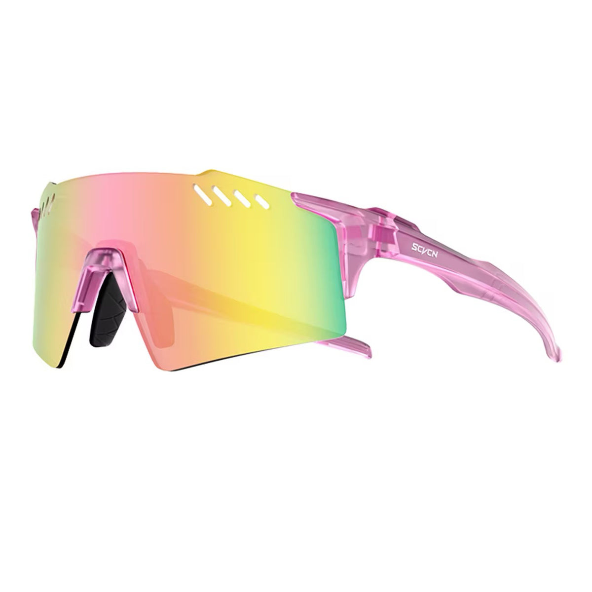 Pink Frame/Pink Mirror Lens 45-degree product view of Protective Windproof Sports Sunglasses