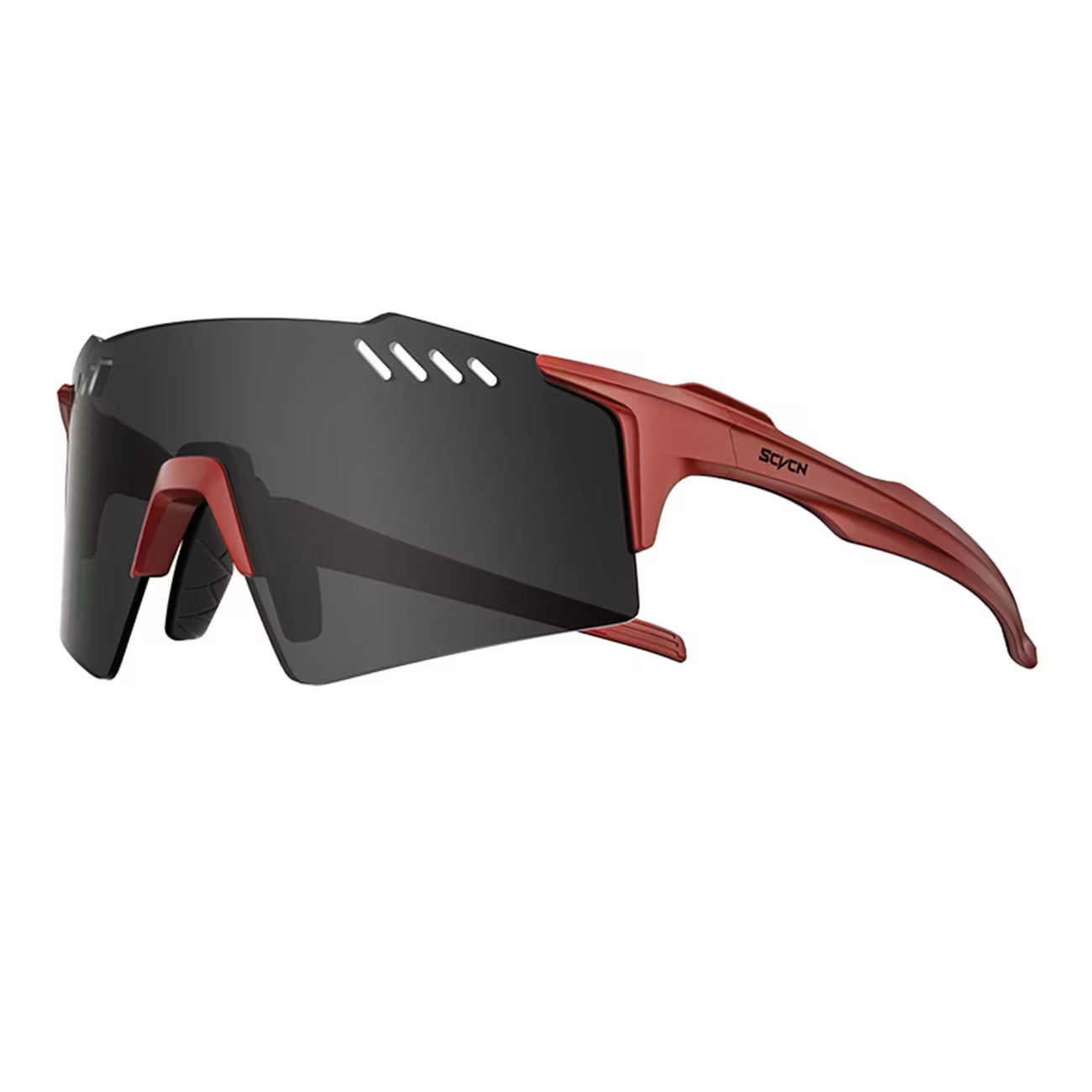 Red Frame/Black Lens 45-degree product view of Protective Windproof Sports Sunglasses