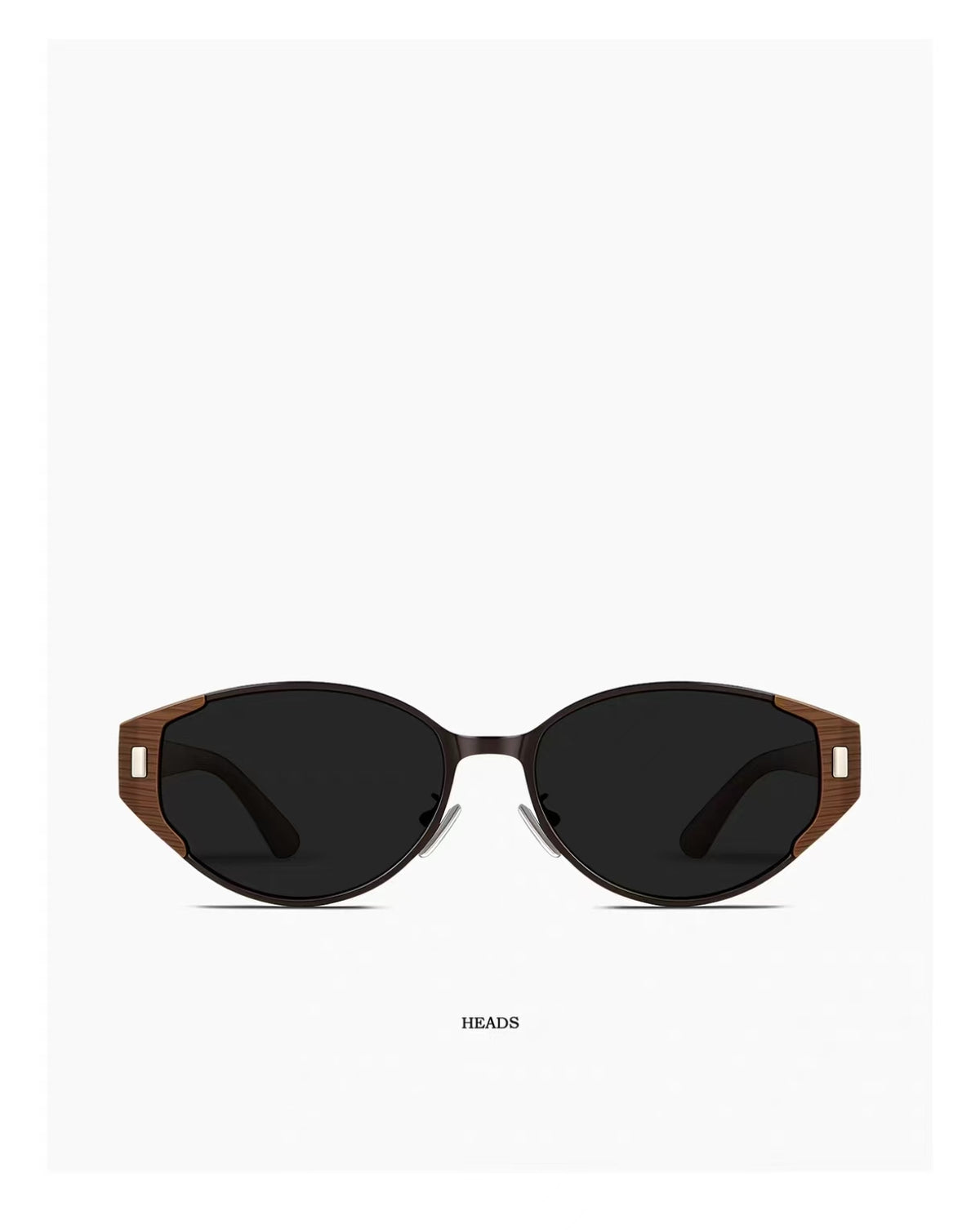Mocha Brown semi-rimless cat-eye tr90 and alloy sunglasses, front view