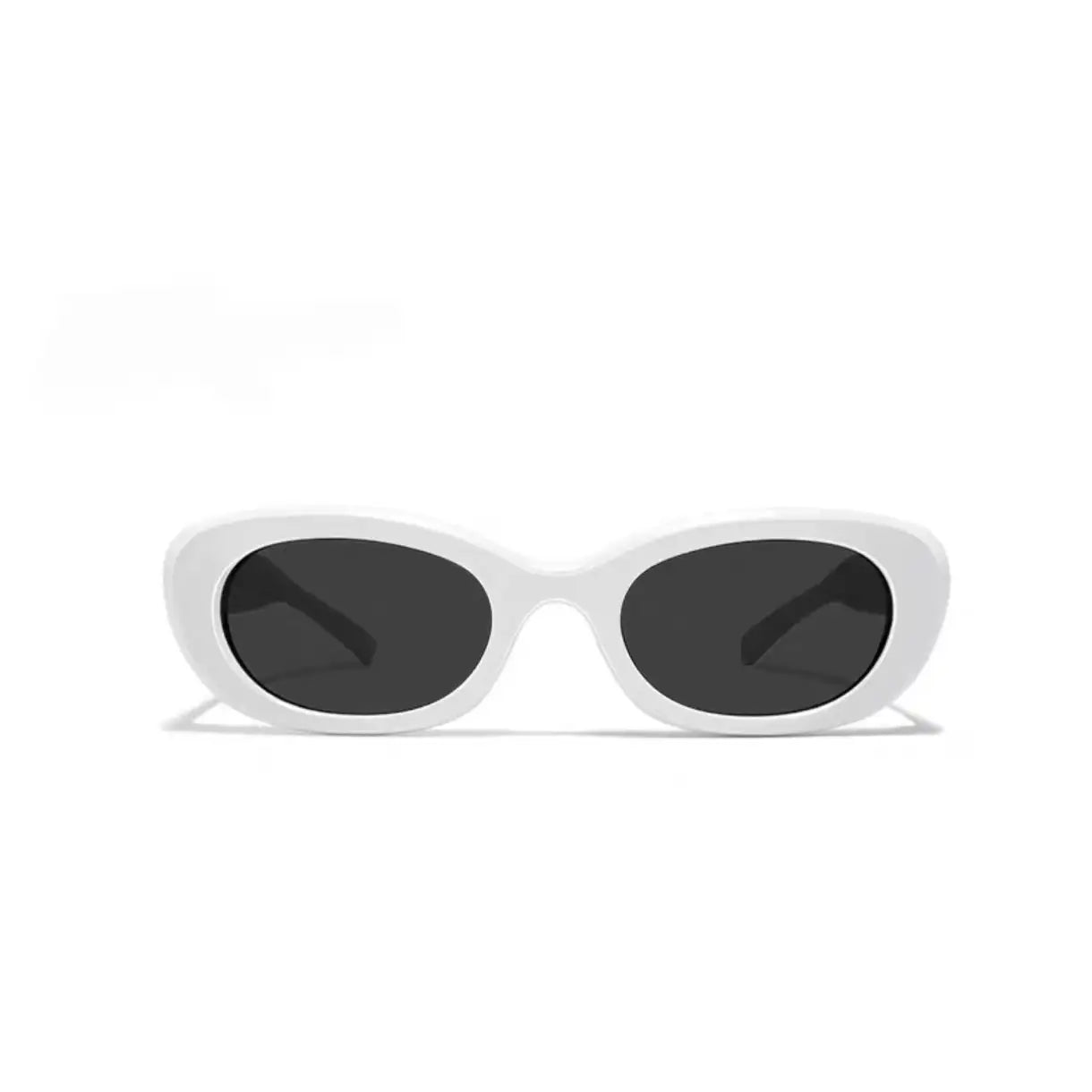Women’s White full-rim slim oval sunglasses, straight-on product view