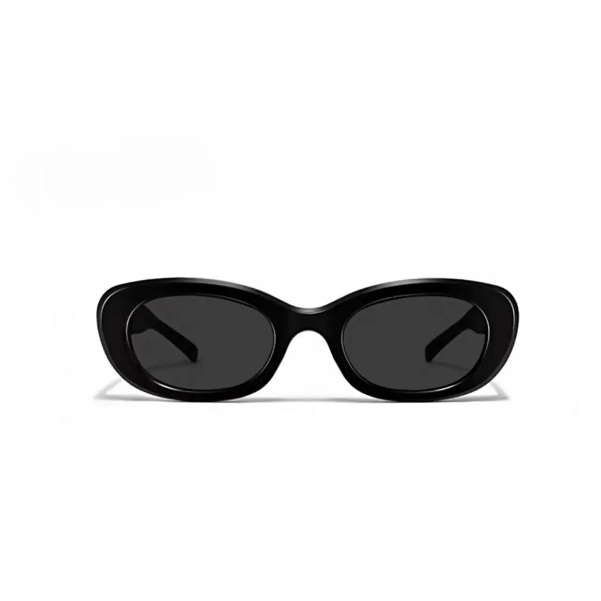 Women’s Black full-rim narrow cat-eye sunglasses, straight-on product view