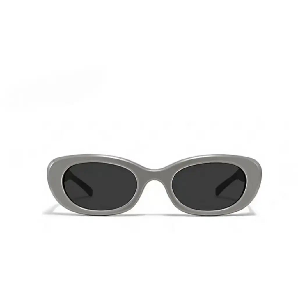 Women’s Gray full-rim narrow cat-eye sunglasses, straight-on product view