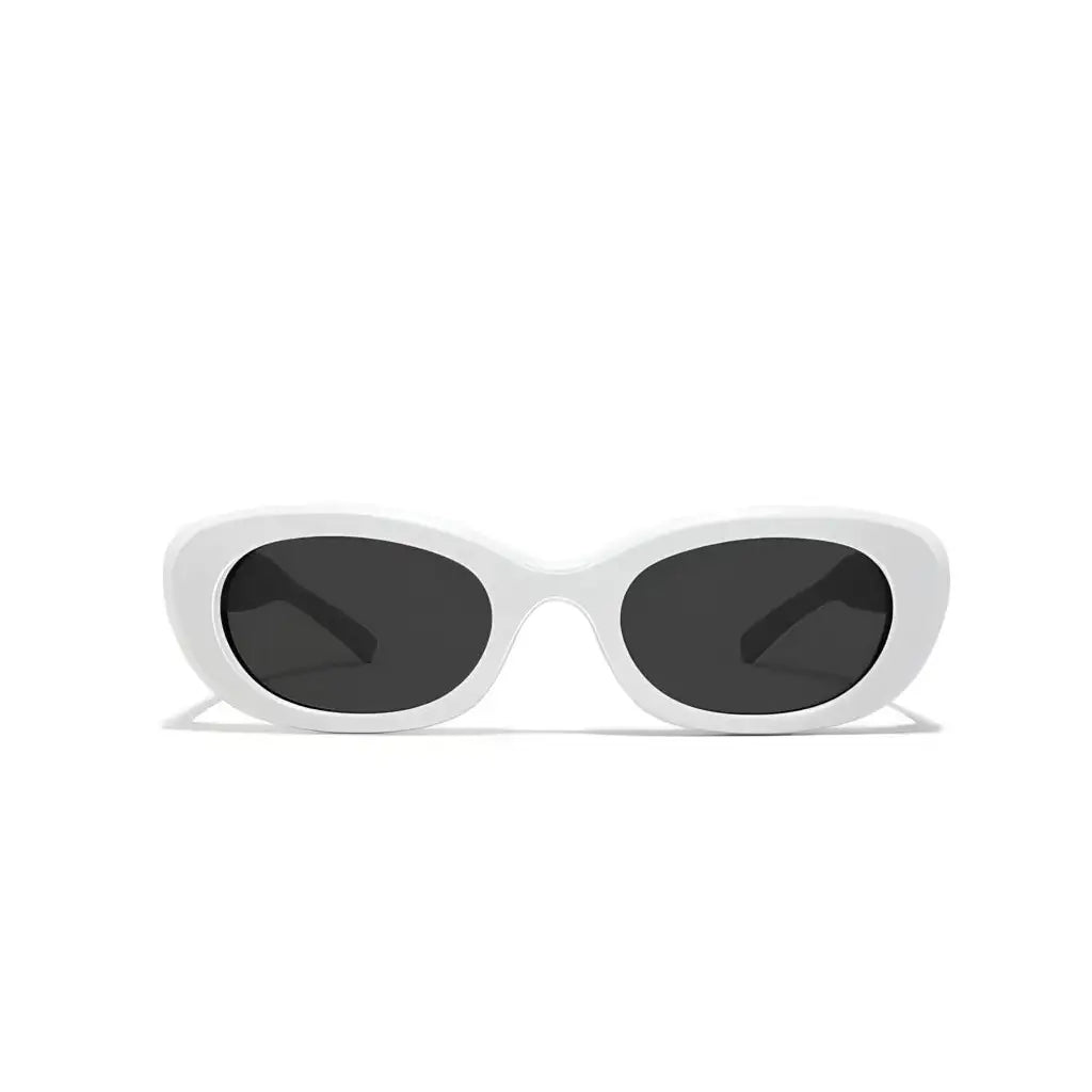 Women’s White full-rim narrow cat-eye sunglasses, straight-on product view