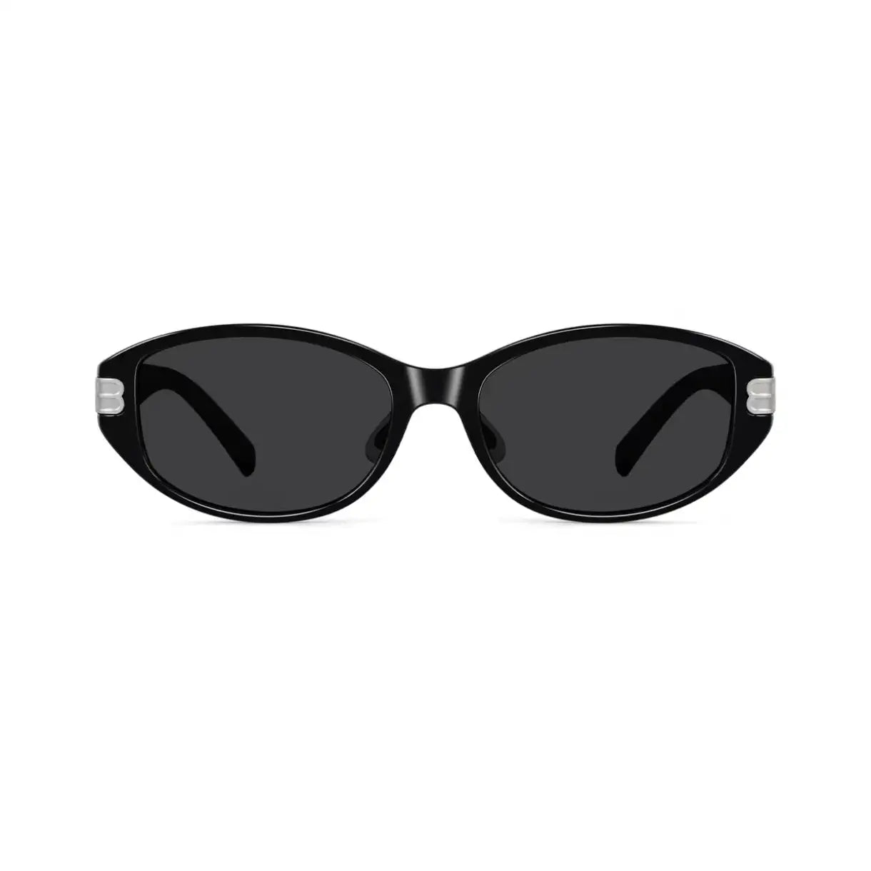 Women’s Matte Black full-rim cat-eye sunglasses, straight-on product view