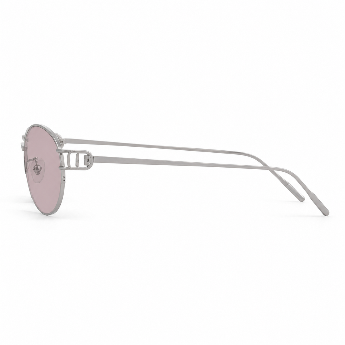 Women’s Nude Pink semi-rimless oval sunglasses, side-profile product view