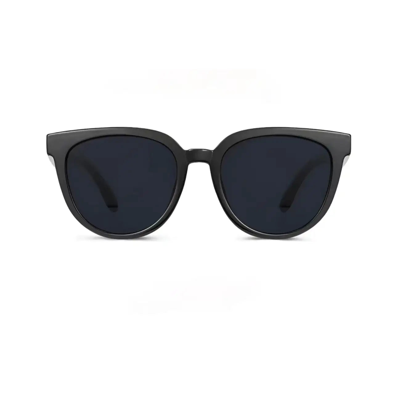 Women’s Black full-rim oversized cat-eye sunglasses, straight-on product view
