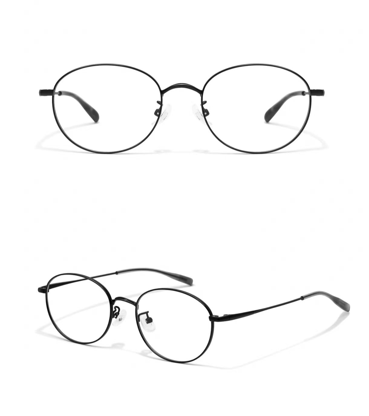 Men’s Ultra-Light Silver Metal Small Oval Anti-Blue Light Prescription Glasses
