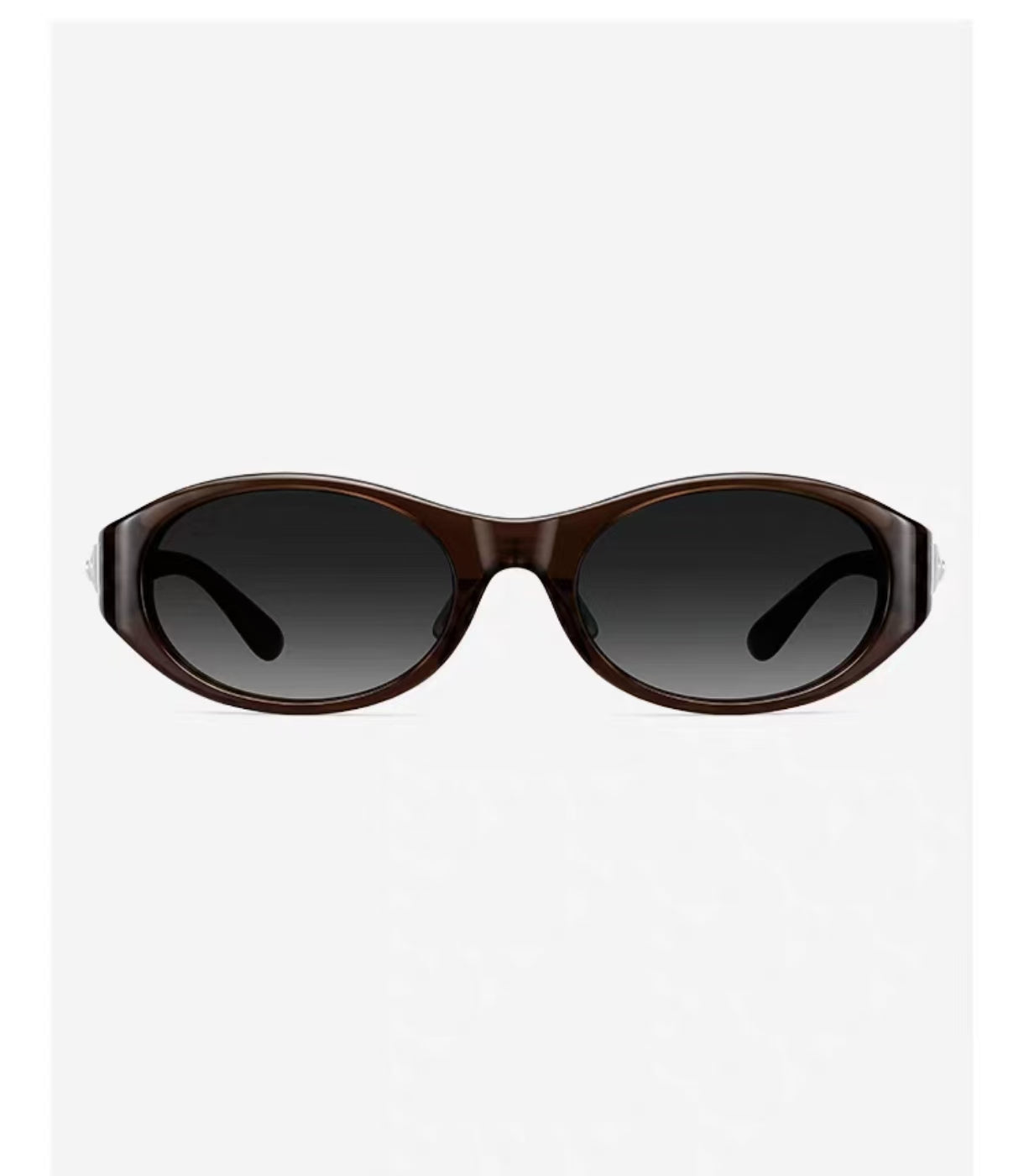 Dark Tea Brown full-rim oval cat-eye tr90 sunglasses, front view