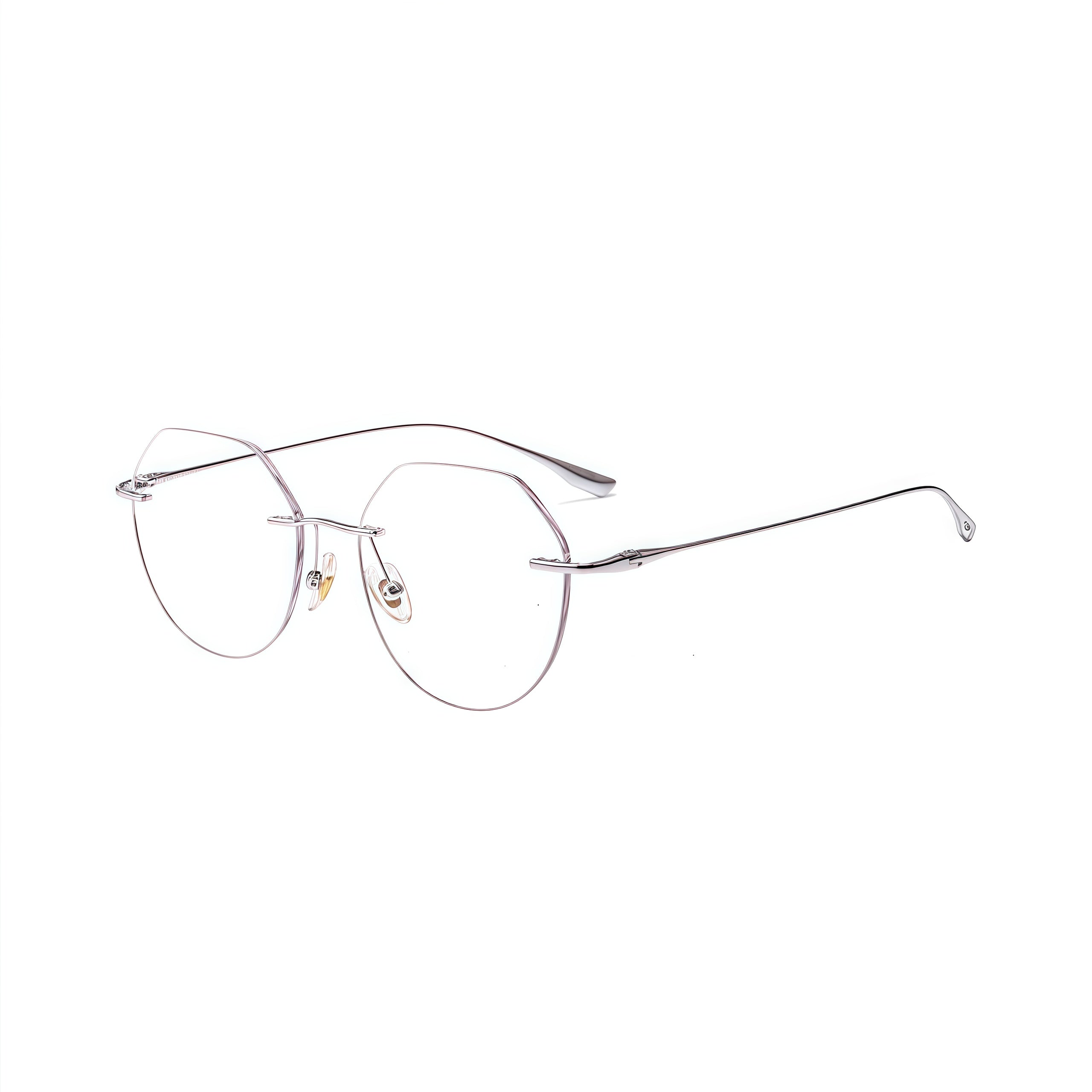 Gold women's round pure titanium rimless glasses, product view