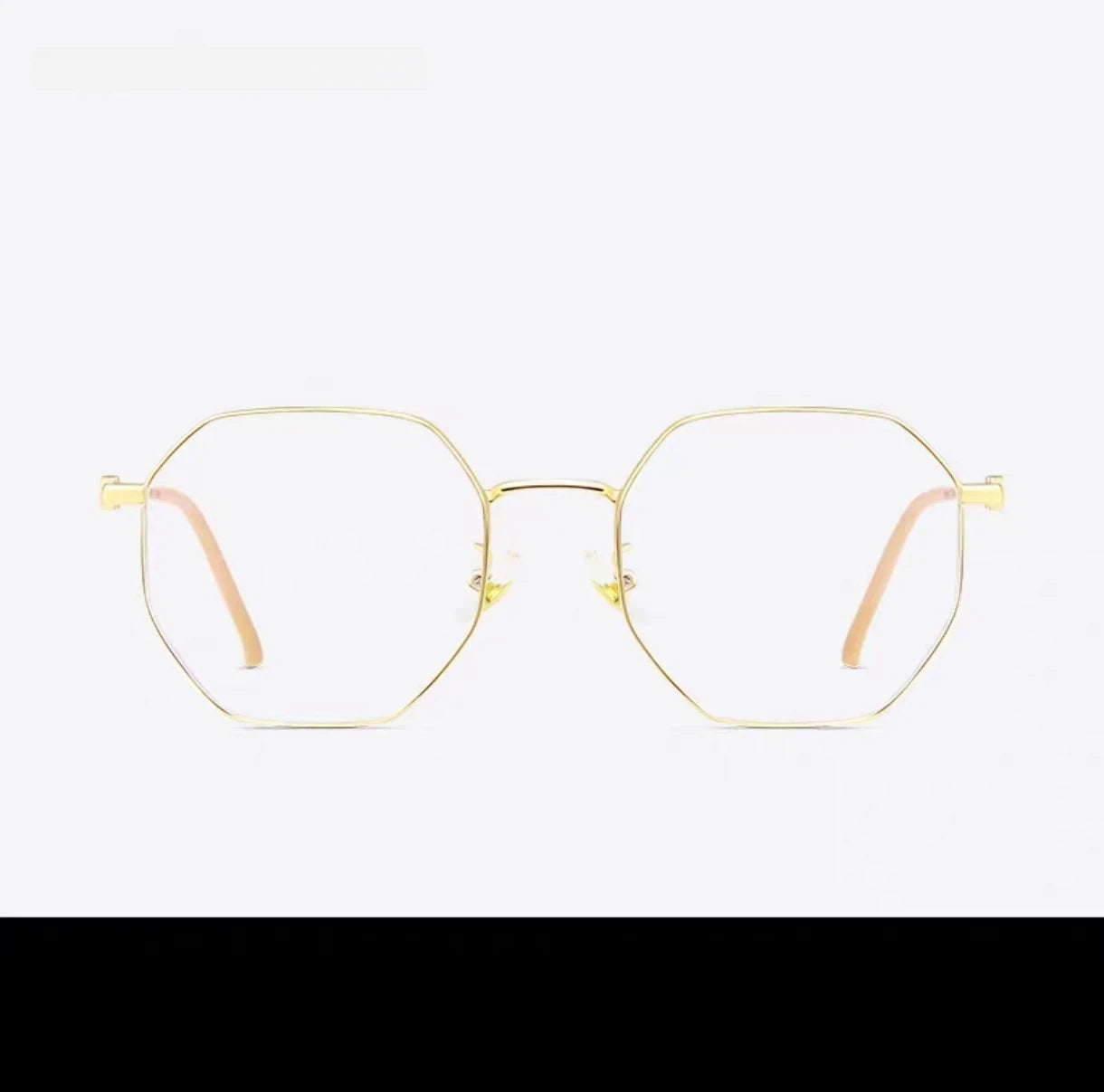 Gold unisex alloy geometric full-rim glasses, original front view