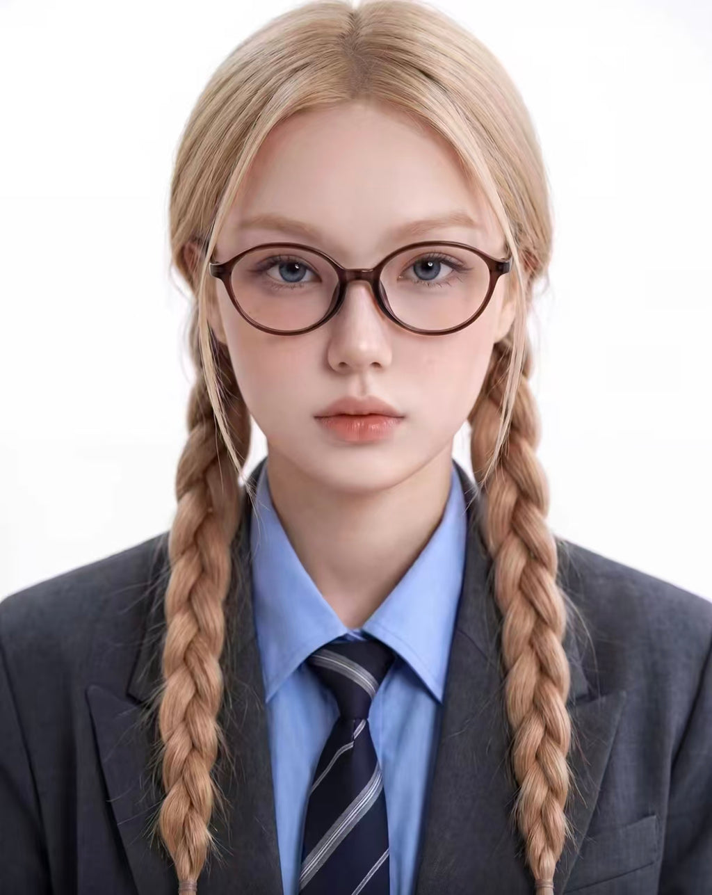 Unisex Retro Geek Chic Ultra-Light Small Oval High-Prescription Glasses