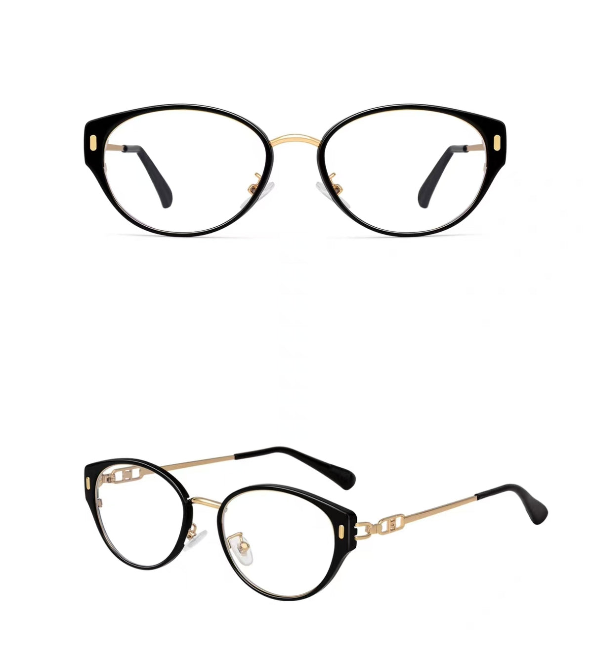 Glossy Black cat-eye full-rim eyeglass frame, product view