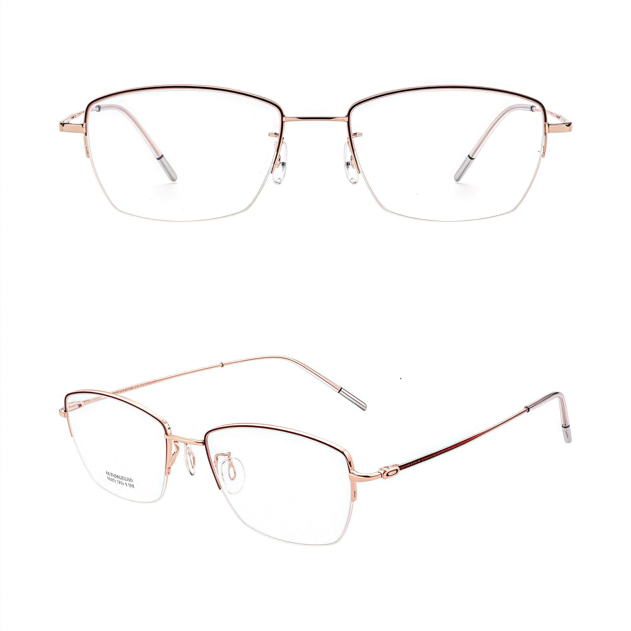 Elegant Intellectual Minimalist Semi-Rimmed Eyeglasses