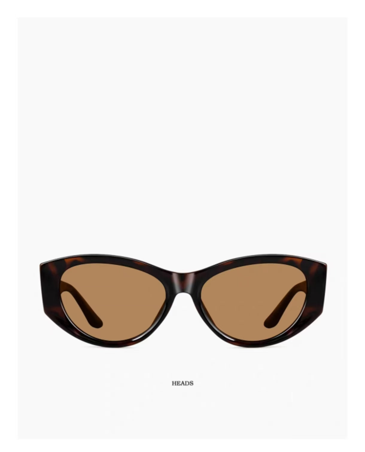 Women’s Tortoise Shell full-rim narrow cat-eye sunglasses, front and three-quarter views