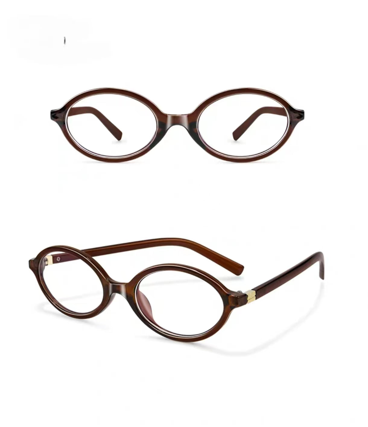 Dark Tea Brown small round full-rim eyeglass frame, product view