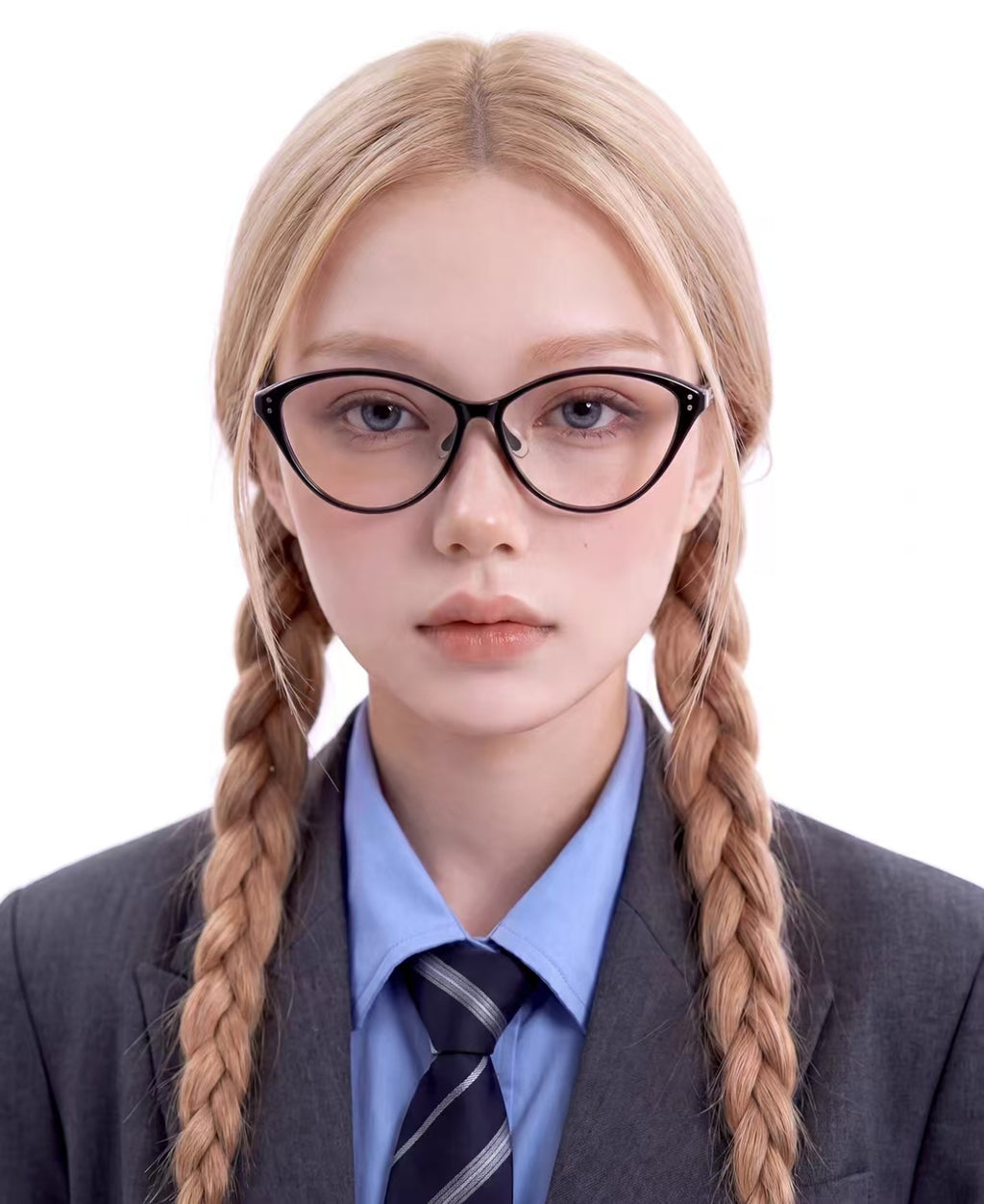 Women’s Chic Retro Black Oversized Cat Eye Blue Light Glasses