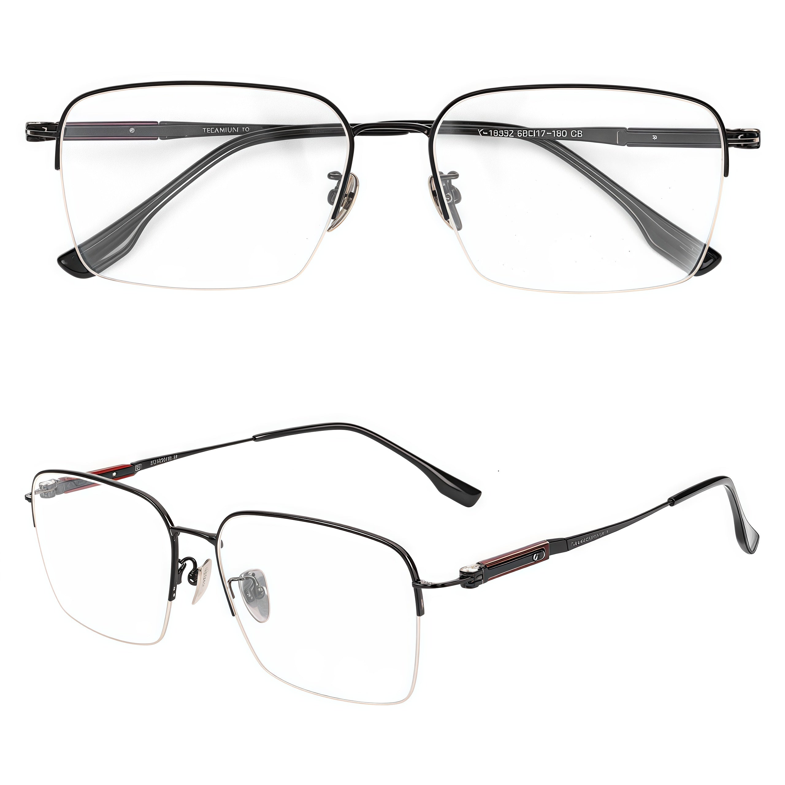 Men's Vintage Minimalist Pure Titanium 58mm Semi-Rimless Glasses
