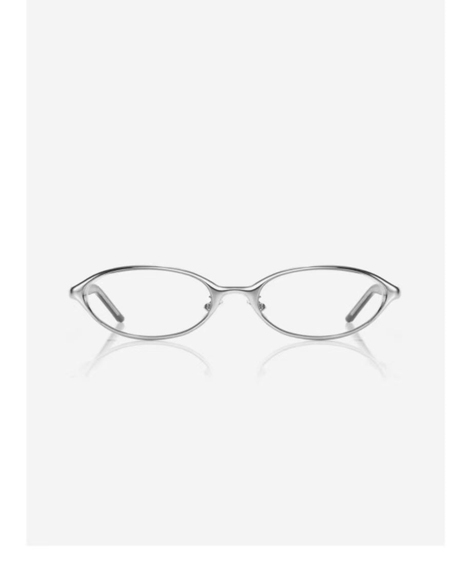 Black unisex narrow oval acetate-alloy glasses, front product view