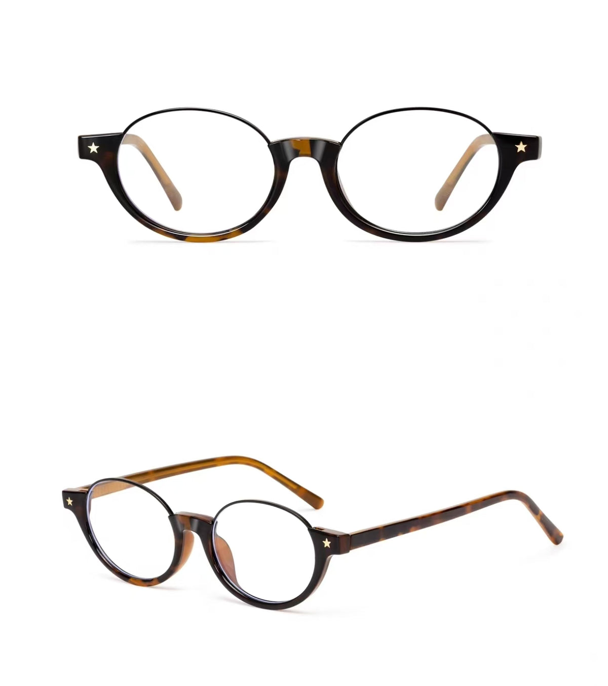 Tortoise Shell rectangular semi-rimless eyeglass frame, product view