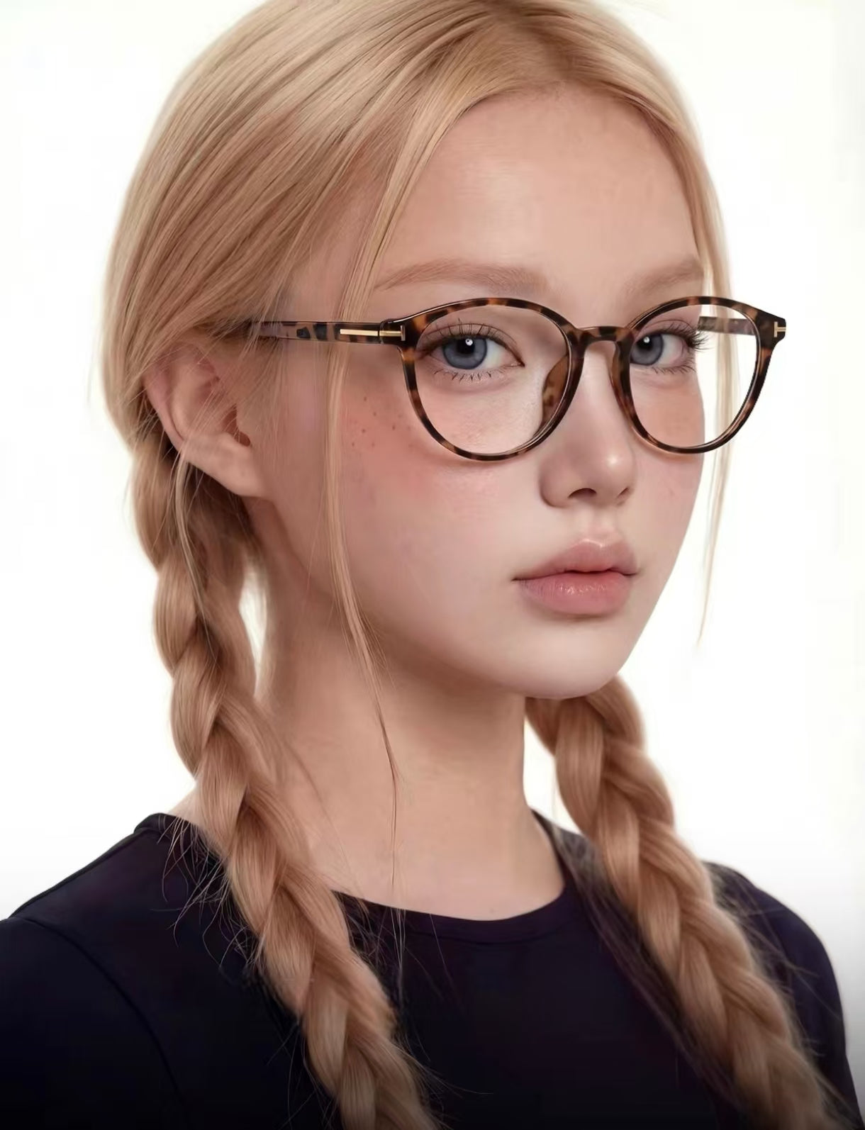 Tortoise Shell round glasses worn by an adult woman