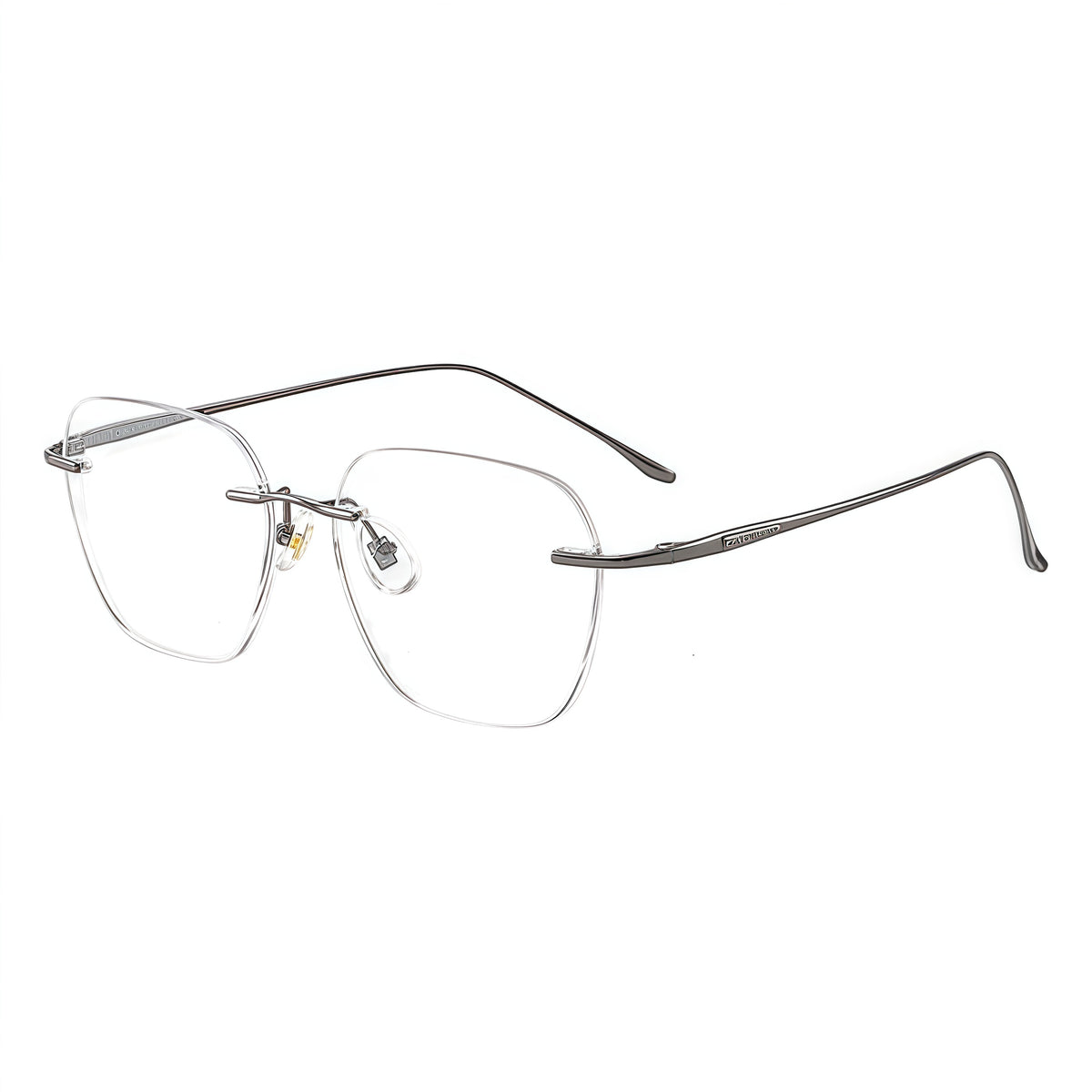 Gunmetal unisex geometric pure titanium rimless glasses, product view
