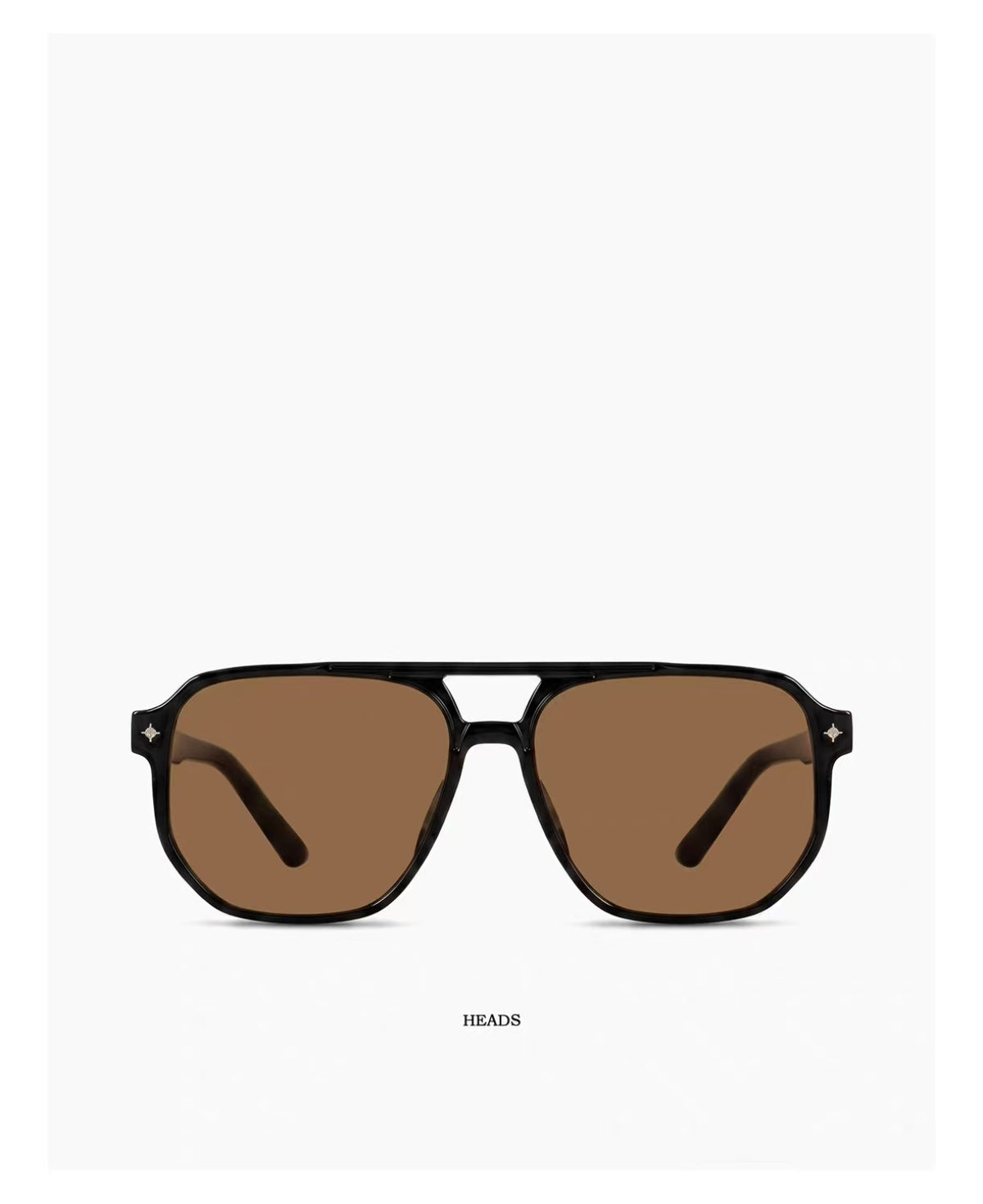 Women’s Dark Tea Brown full-rim double-bridge square sunglasses, front view