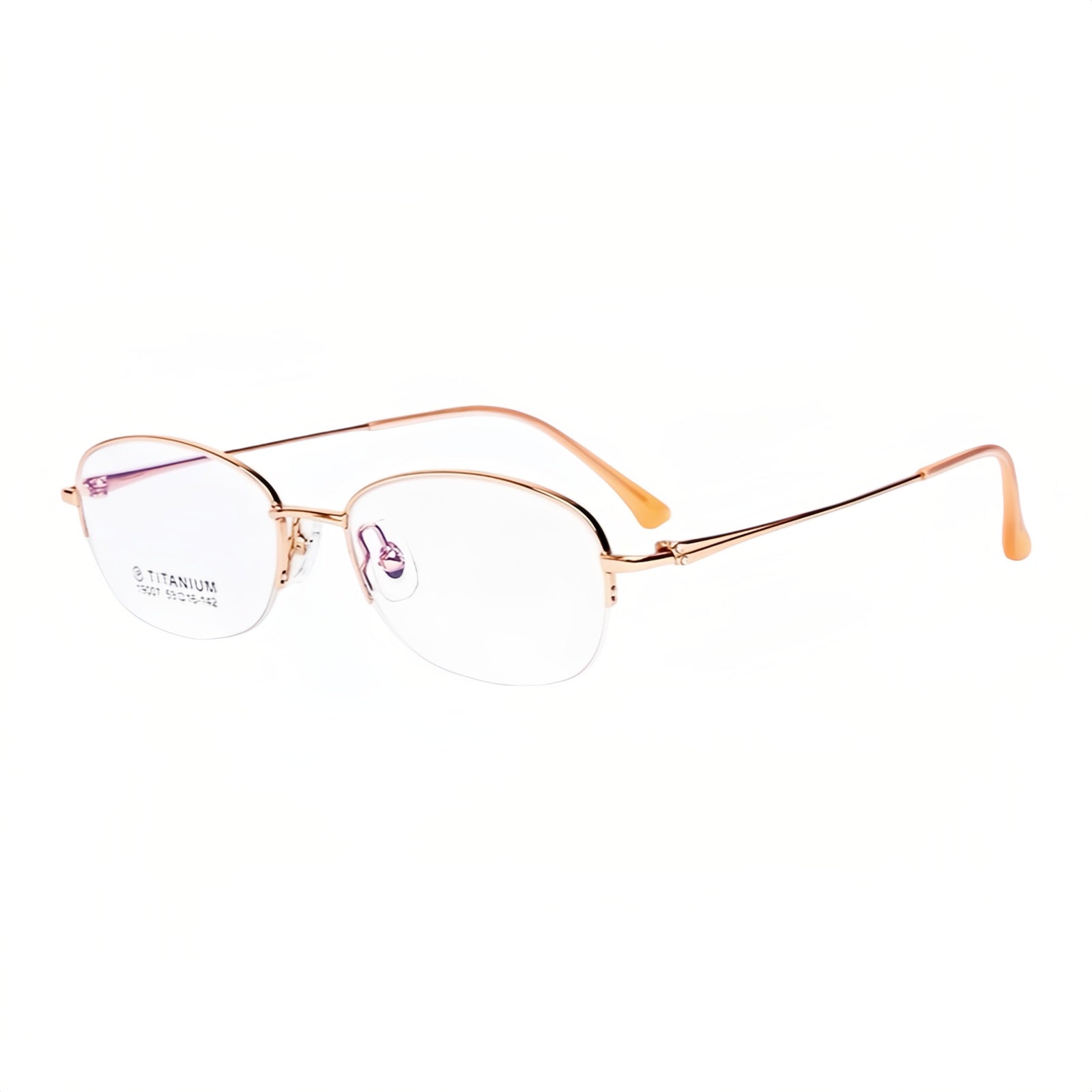 Gold women's stylish pure-titanium semi-rimless glasses, original 45-degree detail