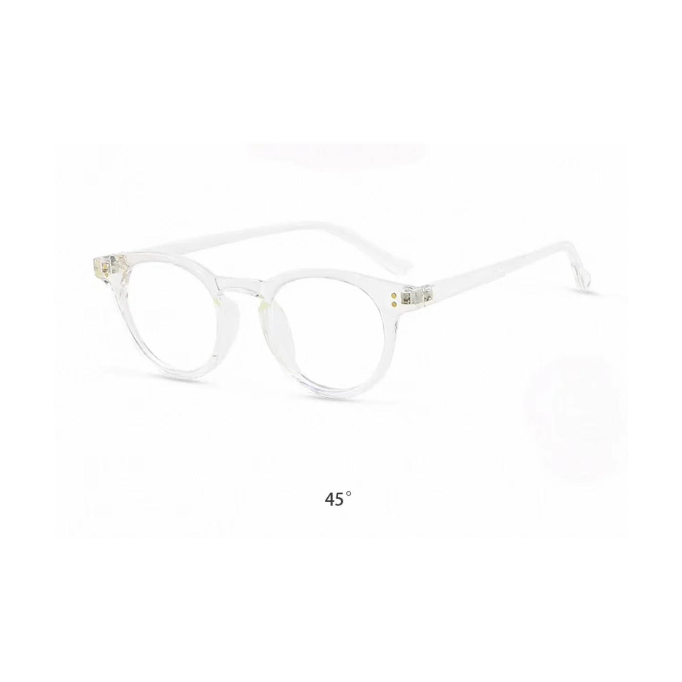 Crystal Clear eyeglass frame, 45-degree product view