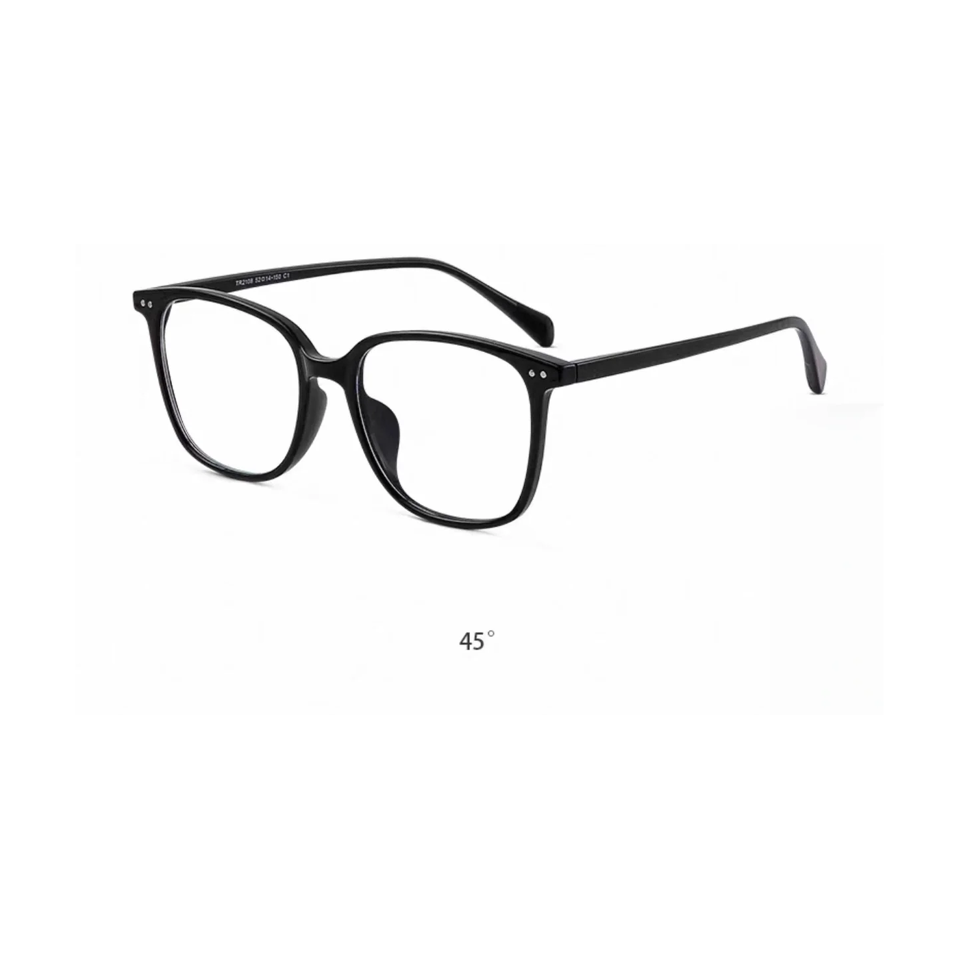 Black eyeglass frame, 45-degree product view