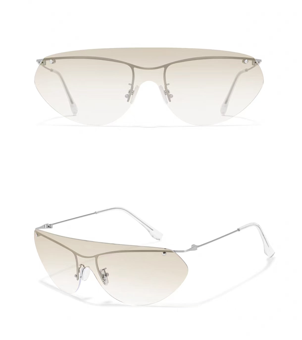 Vintage Women’s Luxury Oversized Rimless UV400 Sunglasses