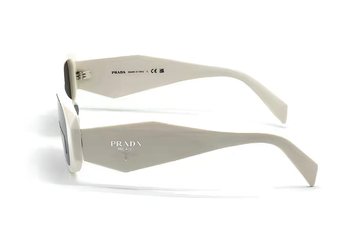 White Prada Unisex Acetate Wide-Temple Sunglasses, side profile product view