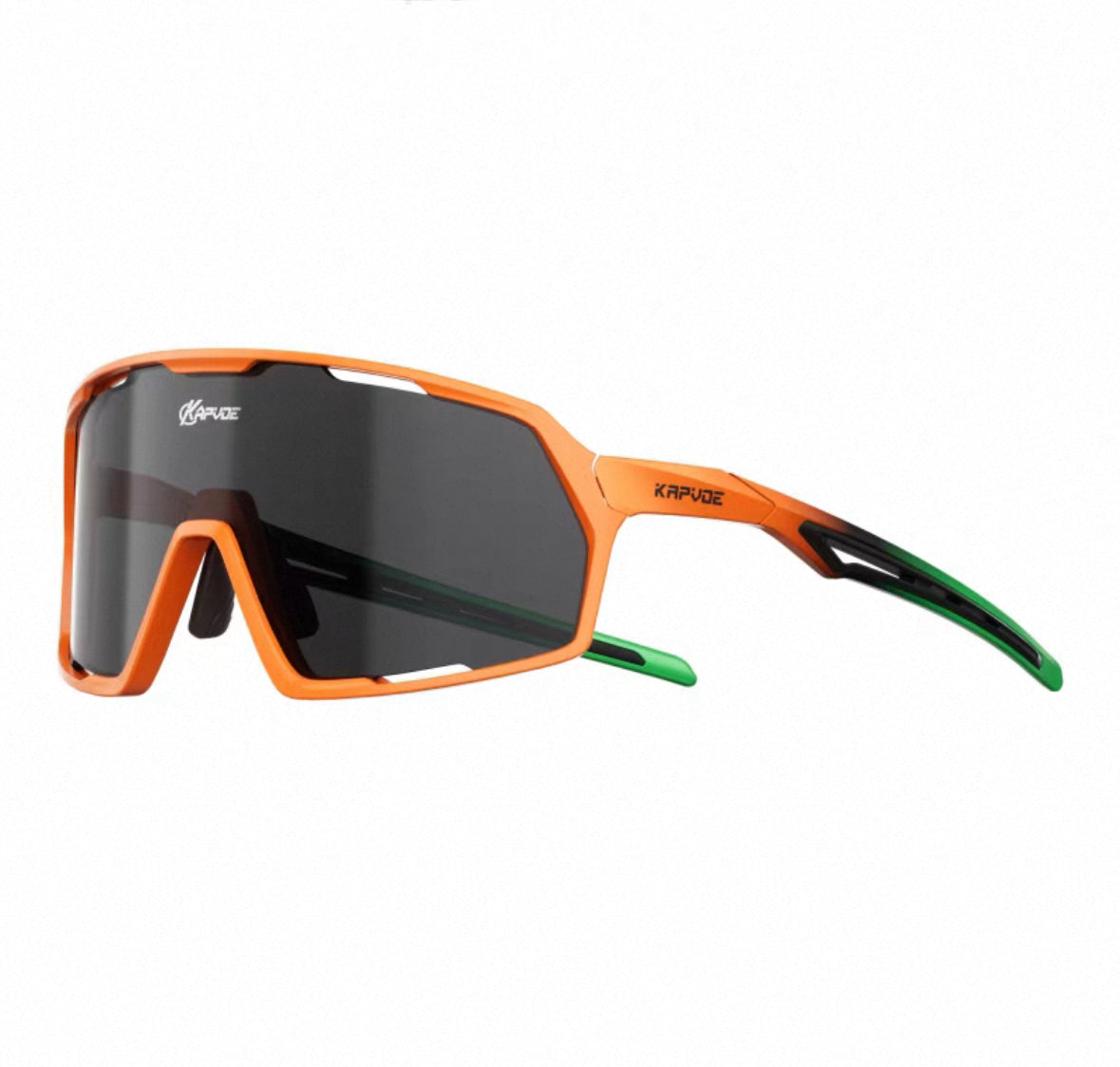 Matte Orange Green Frame/Black Mirror Lens 45-degree product view of Protective Windproof Outdoor Sports Glasses