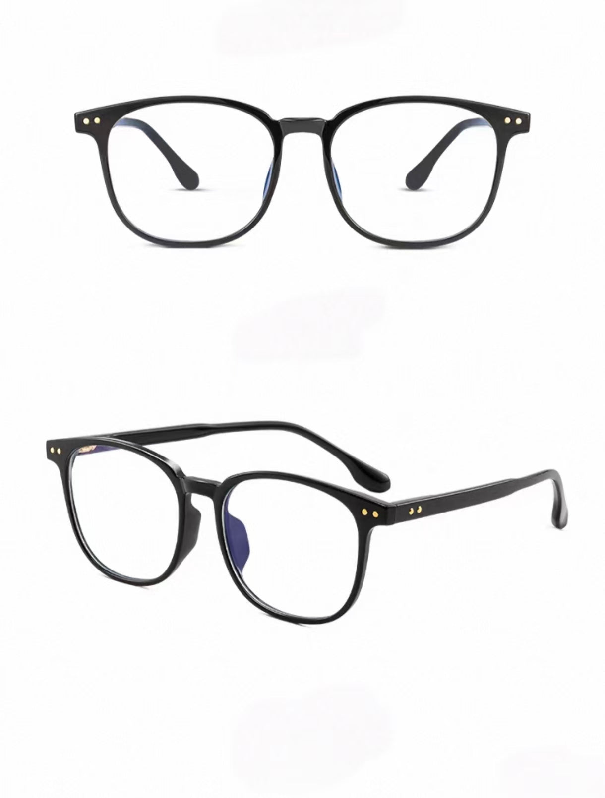 Unisex Ultra-Light TR90 Square Black Prescription Ready Glasses Frame