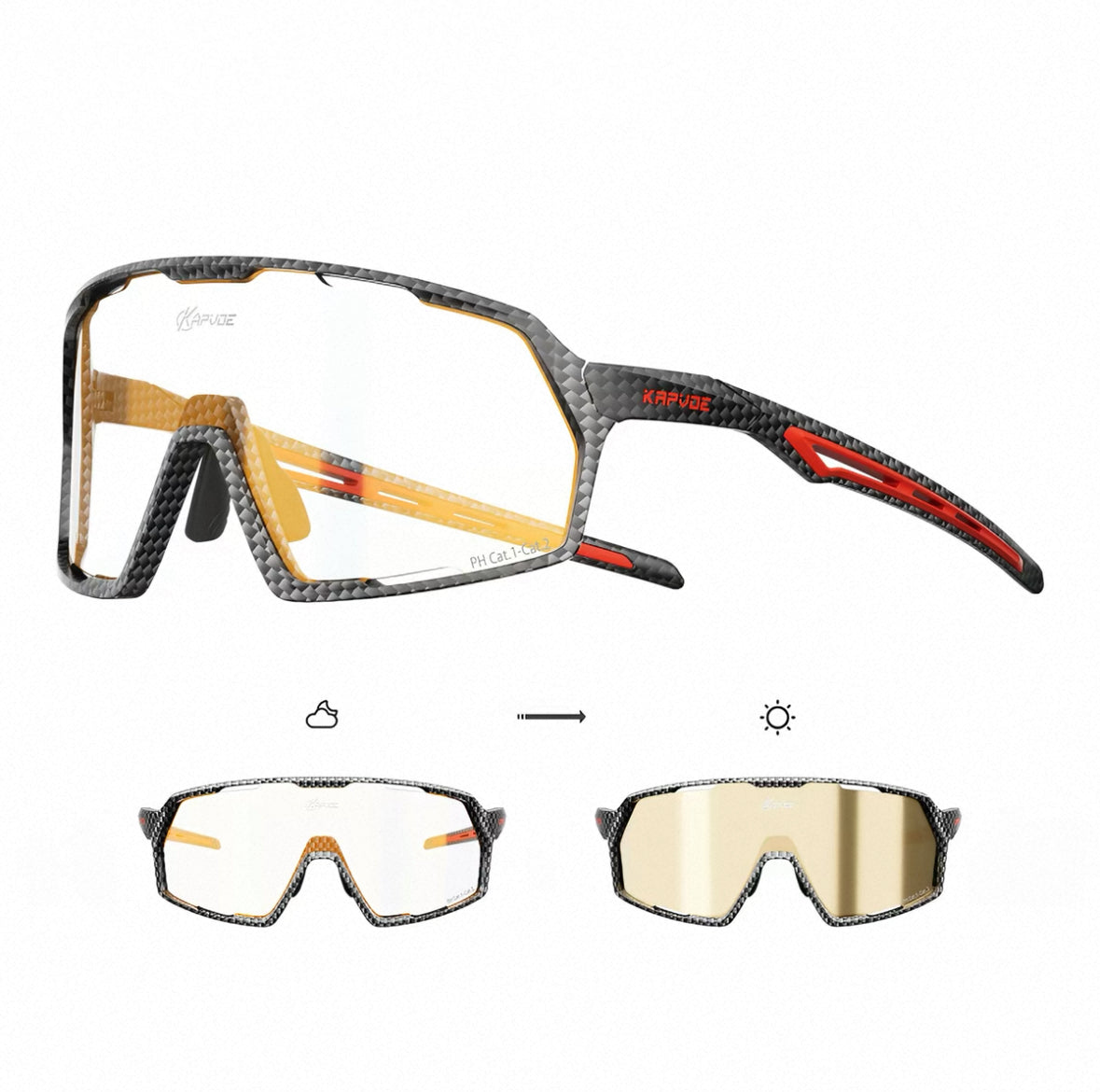 Silver Checkered Frame/Photochromic Gold Lens 45-degree product view of Protective Windproof Outdoor Sports Glasses