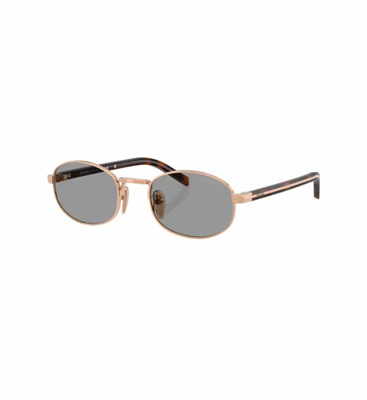 Gold&Gray unisex acetate and metal oval sunglasses, detail-01 view