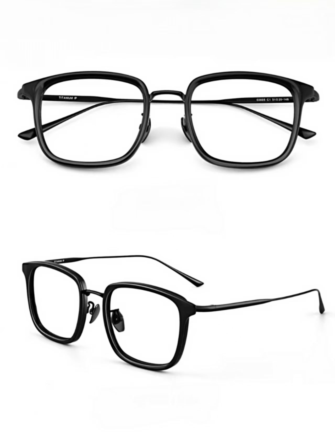 Men’s Titanium Square Black Anti-Blue Light Prescription Glasses Frame