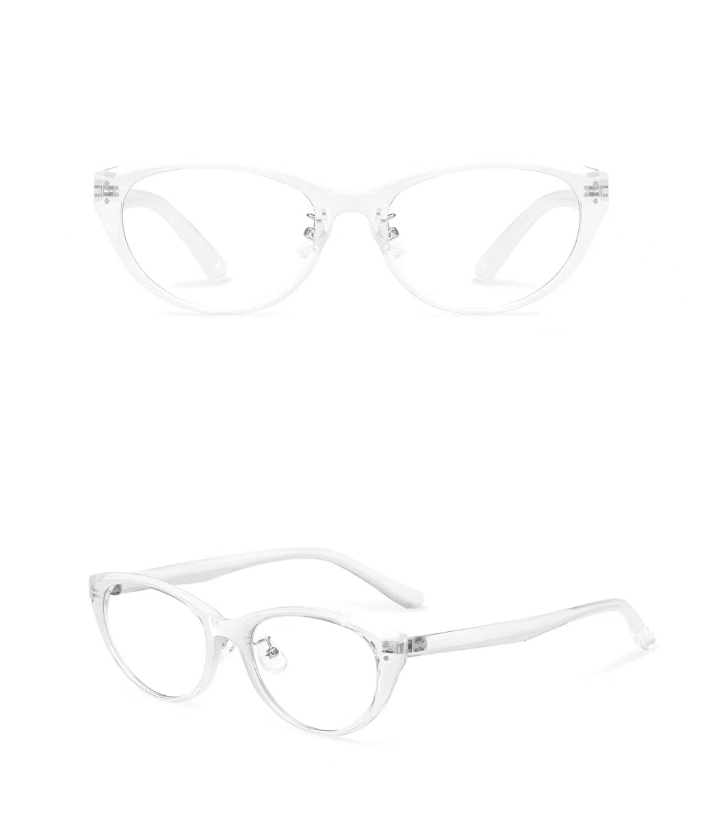 Crystal Clear women's TR90 cat-eye glasses, original front-and-45-degree composite detail